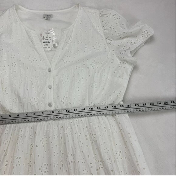 J. Crew Factory Eyelet Midi Dress Puff Sleeve Boho Summer Graduation Coastal - Picture 16 of 16